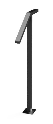 Rectangular steel stair rail for 1 step