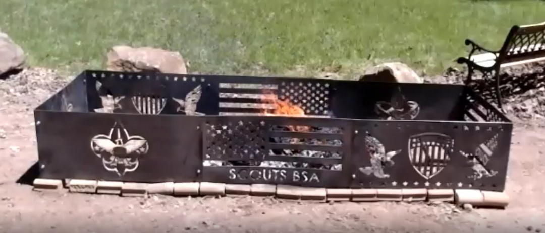 American Flag Since 1776 Steel Fire Pit - Metal Outdoor Backyard Fire Ring - Patriotic Patio Decor