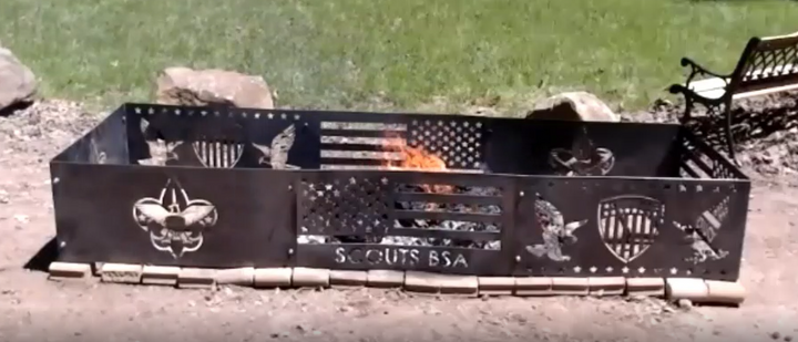 American Flag Since 1776 Steel Fire Pit - Metal Outdoor Backyard Fire Ring - Patriotic Patio Decor