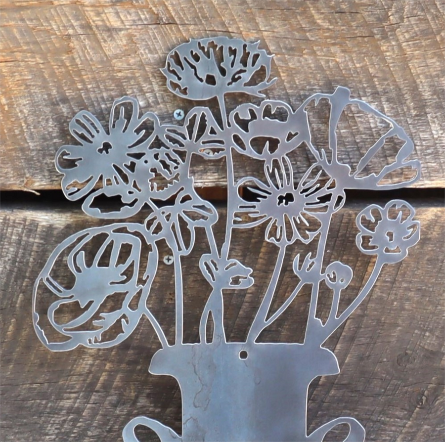 Personalized Flower Bucket - Handmade Gift - Wall Art - Garden Decor - Personalized Gifts - Custom Metal Art - Home Gifts