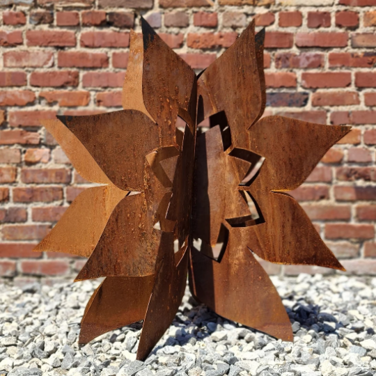 Metal Petunia Sculpture Outdoor Garden Decor