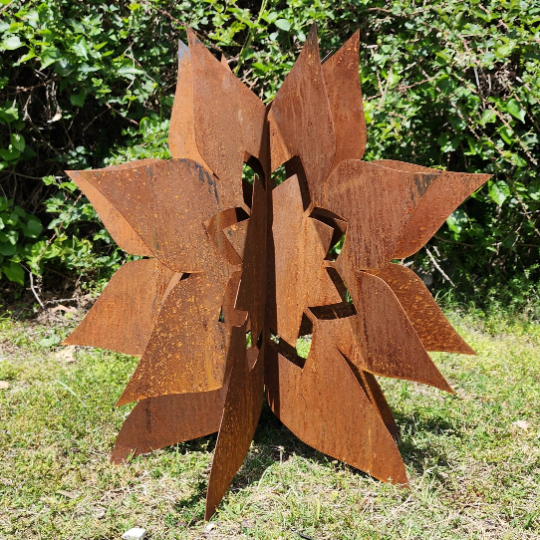 Metal Petunia Sculpture Outdoor Garden Decor