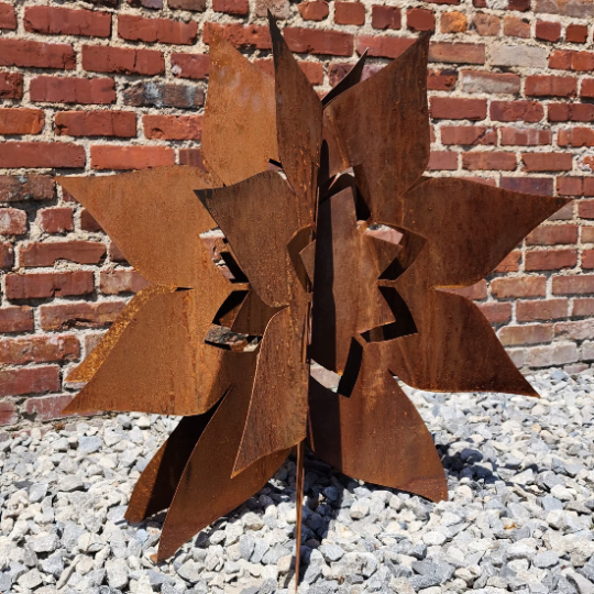 Metal Petunia Sculpture Outdoor Garden Decor