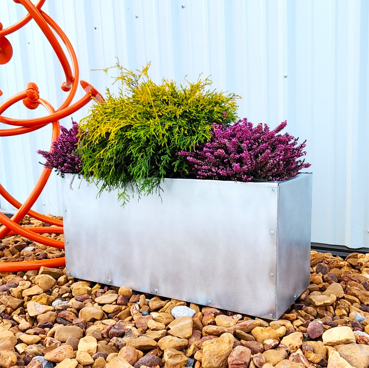 Heavy Duty Steel Trough Planter – Bolt Together Outdoor Metal Planter Box with Drain Holes – Multiple Finishes