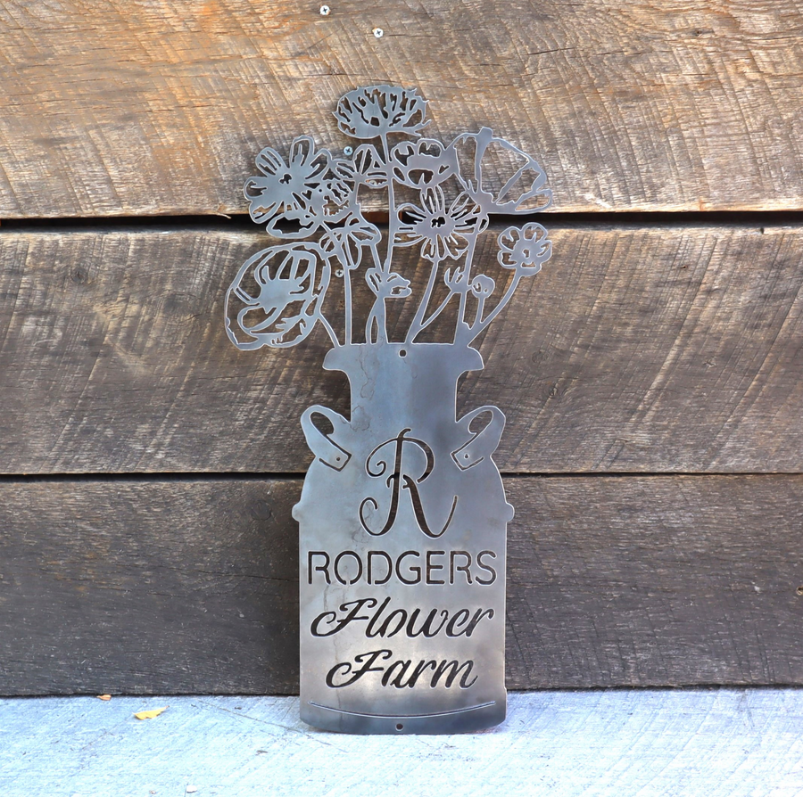 Personalized Flower Bucket - Handmade Gift - Wall Art - Garden Decor - Personalized Gifts - Custom Metal Art - Home Gifts