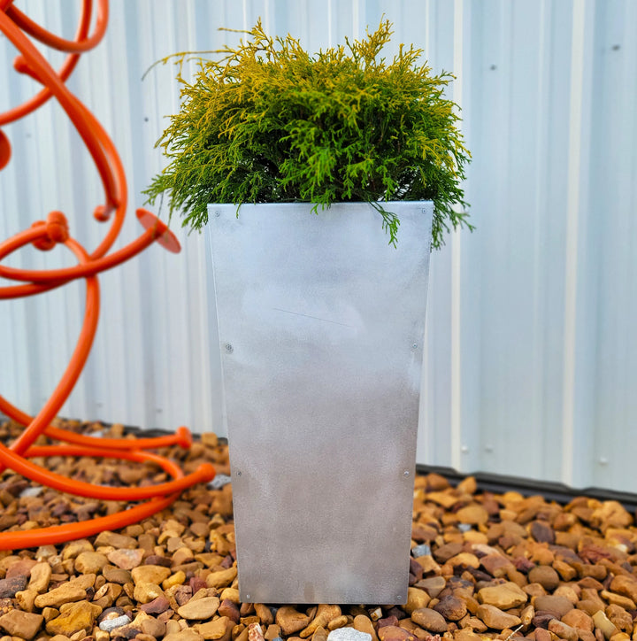 DIY Pedestal Metal Planter – 26" Tall Outdoor Steel Planter Box – Custom Finishes Available