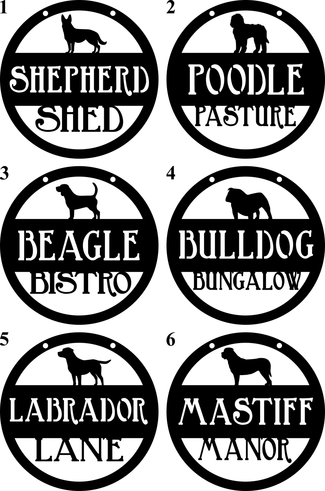 Hanging Metal Dog Sign - Personalized Metal Signs, Pet, German Shepherd, Poodle, Beagle, Bulldog, Labrador, Mastiff