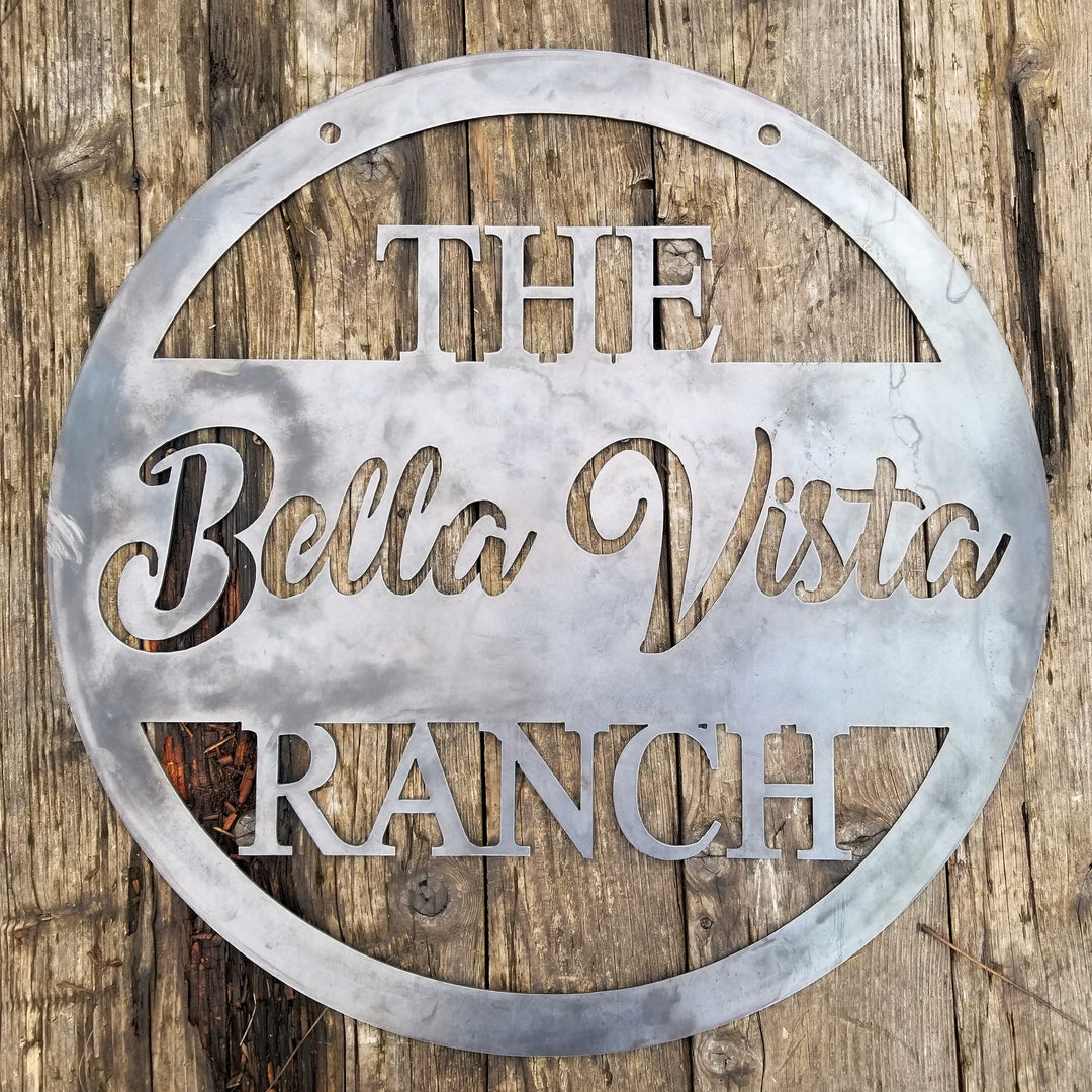 Hanging Farm or Ranch Sign - Custom Cursive Metal Farm Sign