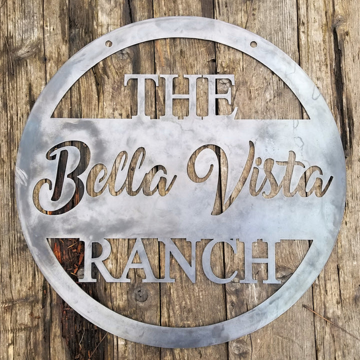 Hanging Farm or Ranch Sign - Custom Cursive Metal Farm Sign