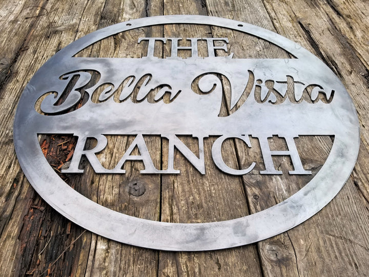 Hanging Farm or Ranch Sign - Custom Cursive Metal Farm Sign