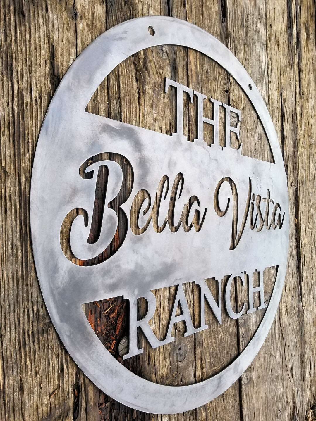 Hanging Farm or Ranch Sign - Custom Cursive Metal Farm Sign