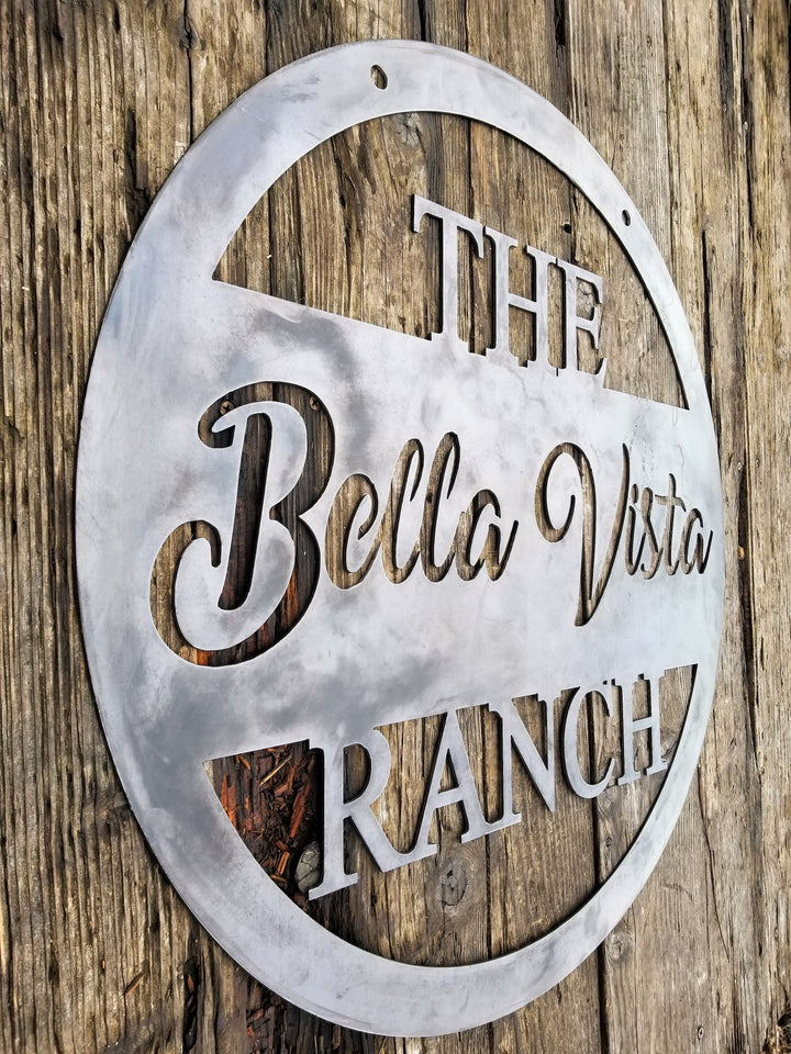 Hanging Farm or Ranch Sign - Custom Cursive Metal Farm Sign
