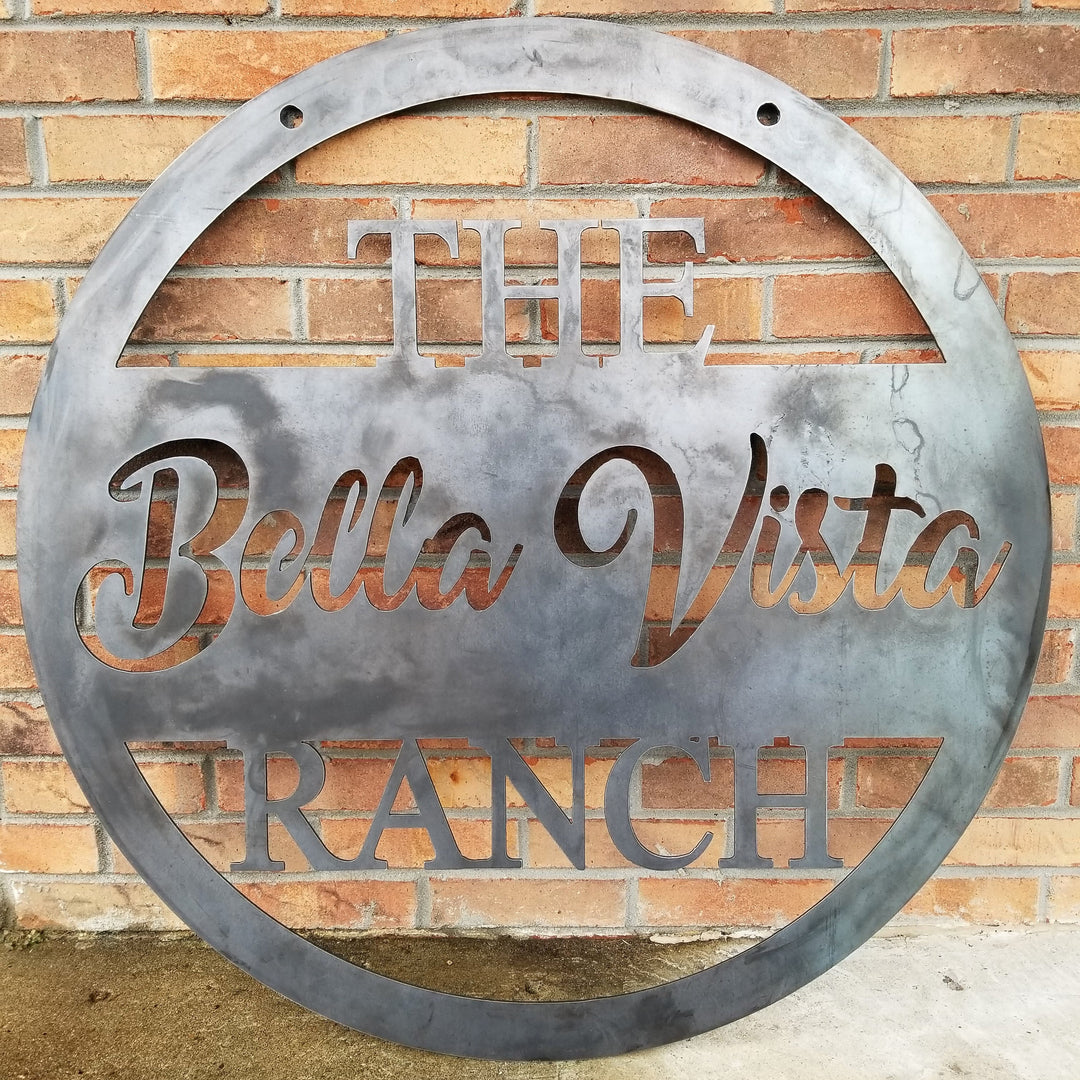 Hanging Farm or Ranch Sign - Custom Cursive Metal Farm Sign