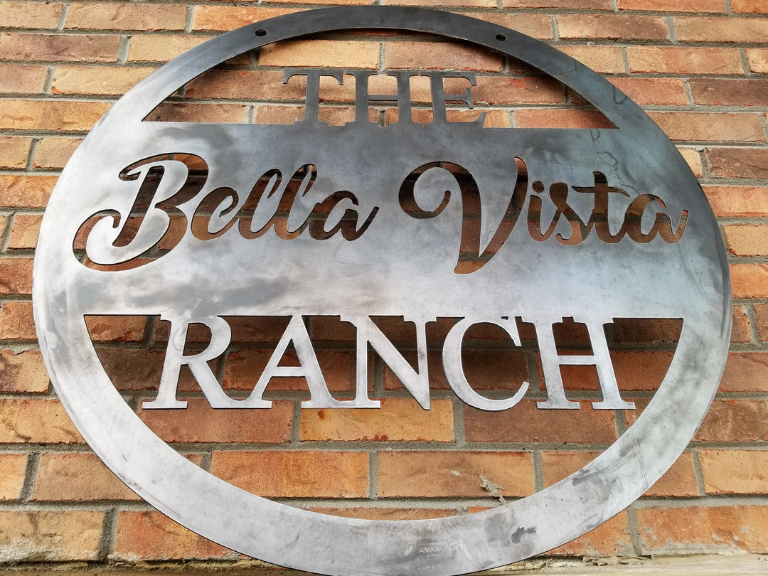 Hanging Farm or Ranch Sign - Custom Cursive Metal Farm Sign