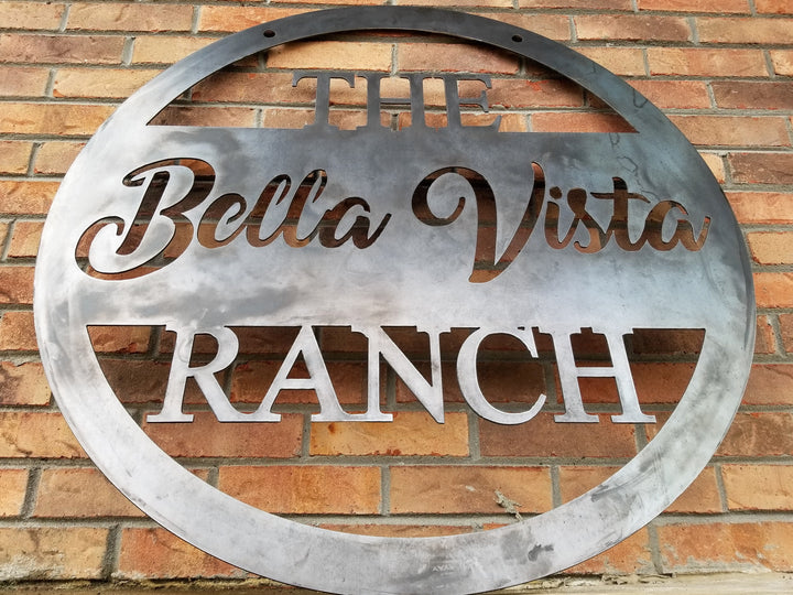 Hanging Farm or Ranch Sign - Custom Cursive Metal Farm Sign