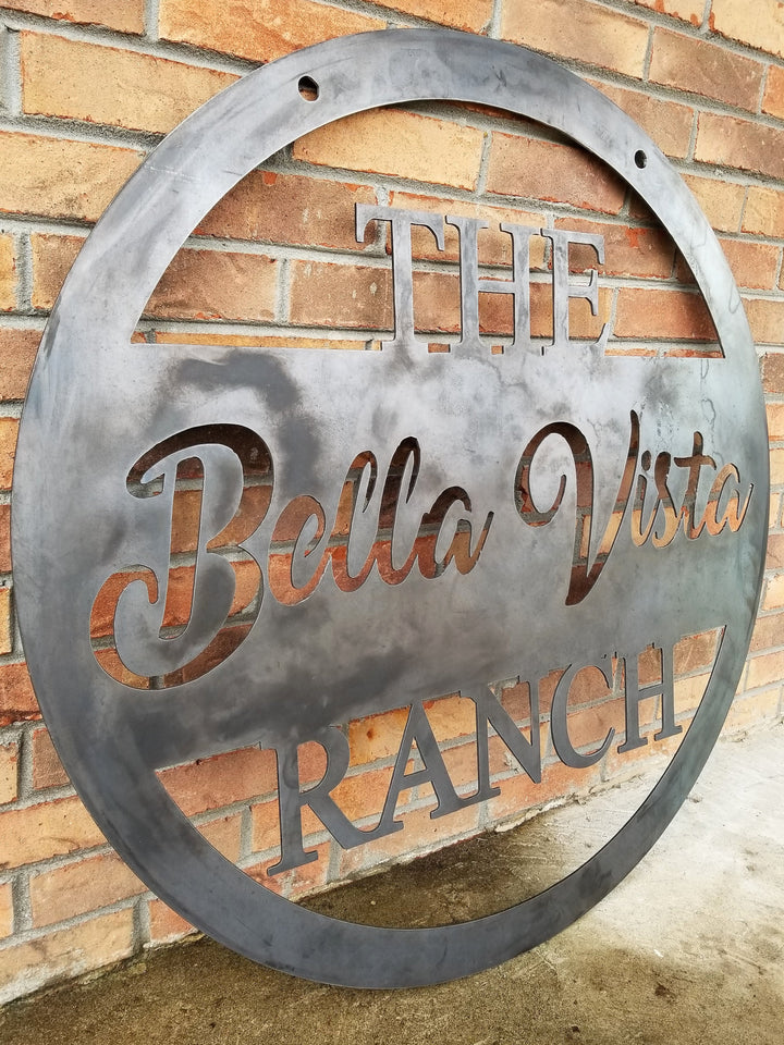 Hanging Farm or Ranch Sign - Custom Cursive Metal Farm Sign