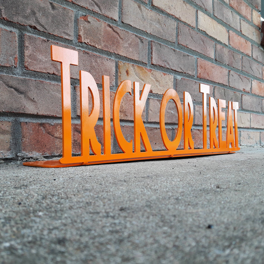 Personalized Trick Or Treat Metal Sign - Halloween Decorations - Spooky Season - Fall Decor