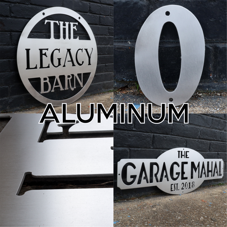 Personalized Metal Monogram Address Sign - Family Last Name - House Number