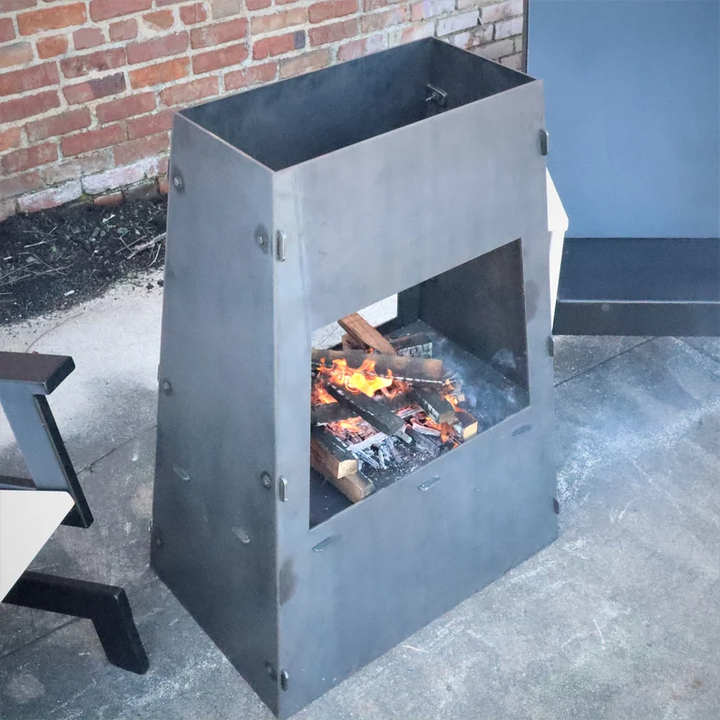 Modern Steel Chiminea – Heavy Duty Outdoor Wood Burning Fireplace with Dual Openings