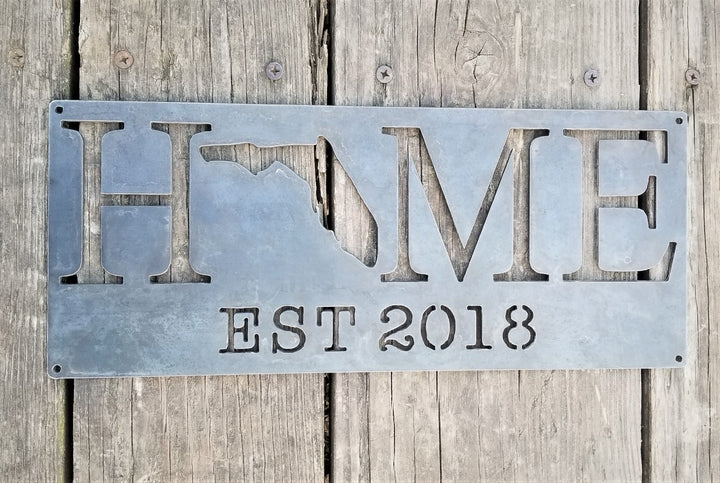 Home State with Established Year Sign- Personalized Home State Date Sign