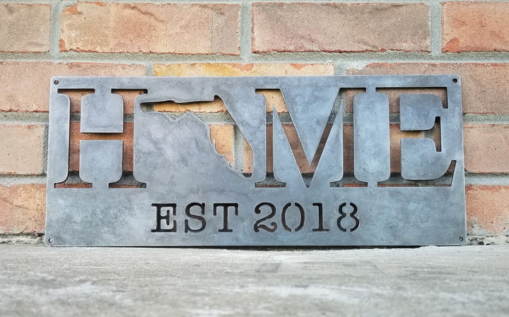 Home State with Established Year Sign- Personalized Home State Date Sign