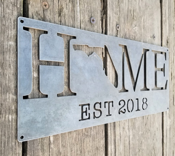 Home State with Established Year Sign- Personalized Home State Date Sign