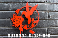 Thumbnail for Metal Hummingbird and Flower Garden Stake - Steel Gardening Decor - Bird Yard Art Marker