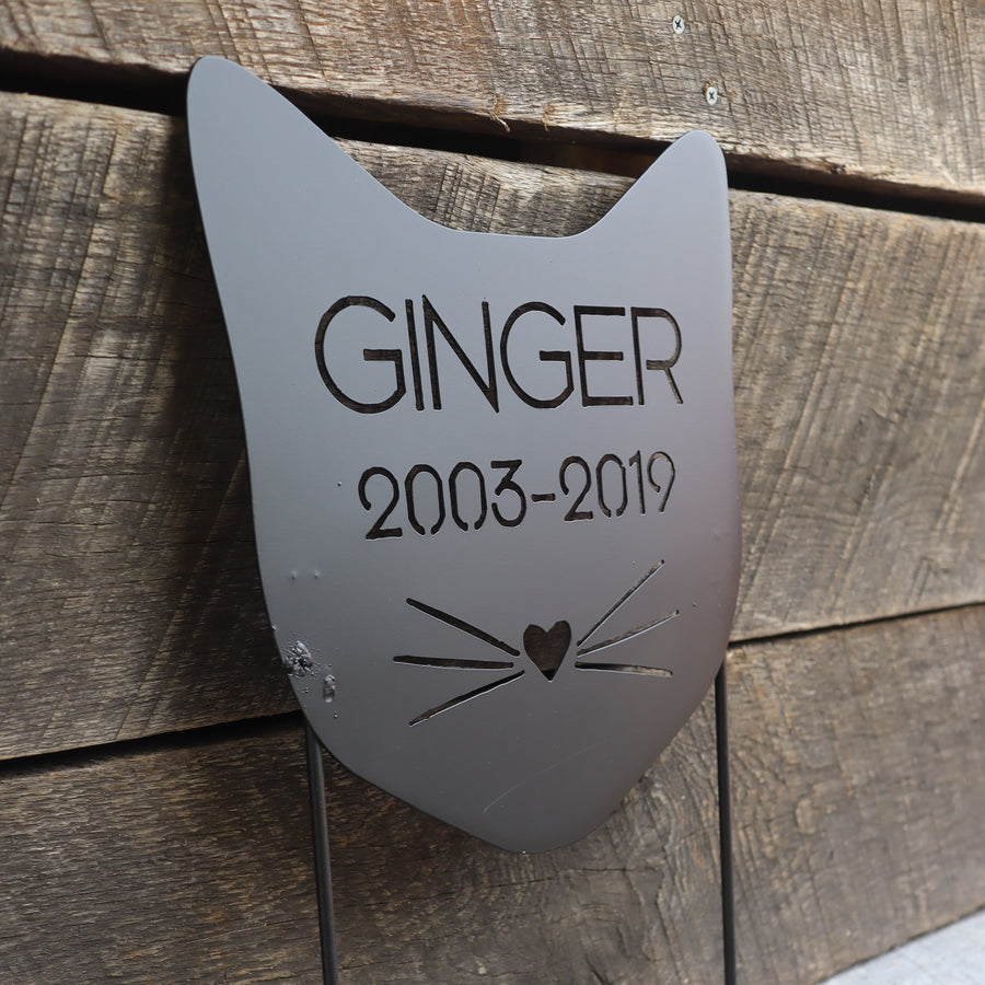 Custom Metal Cat Memorial Sign - Personlized Cat Grave Sign with Stakes