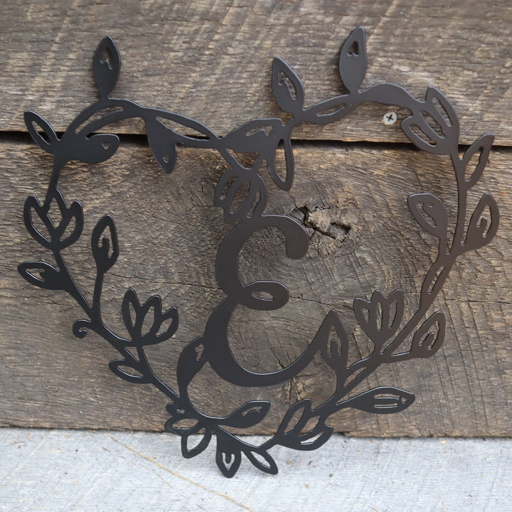 Cursive Monogram Heart Wreath Porch Signs