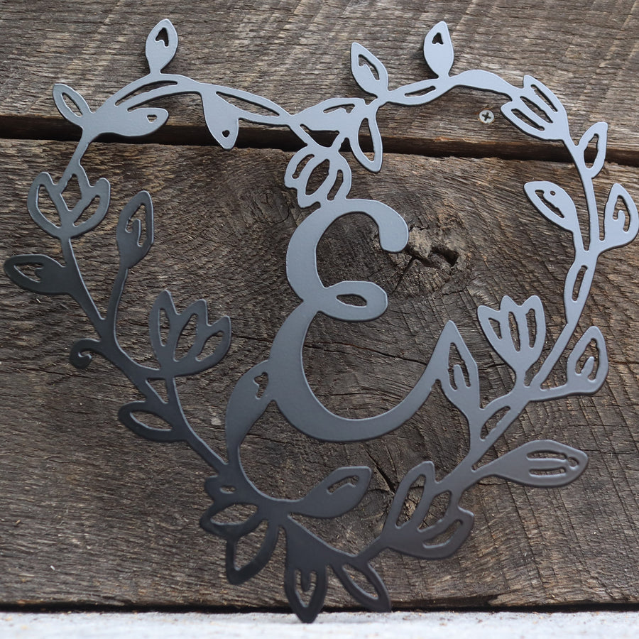 Custom Metal Monogram Heart Wreath - Initial Letter Front Door Hanger Decor - Best Wedding Gift 2020