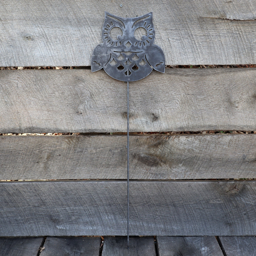 Metal Owl Garden Stake - Steel Gardening Decor - Yard Art Marker