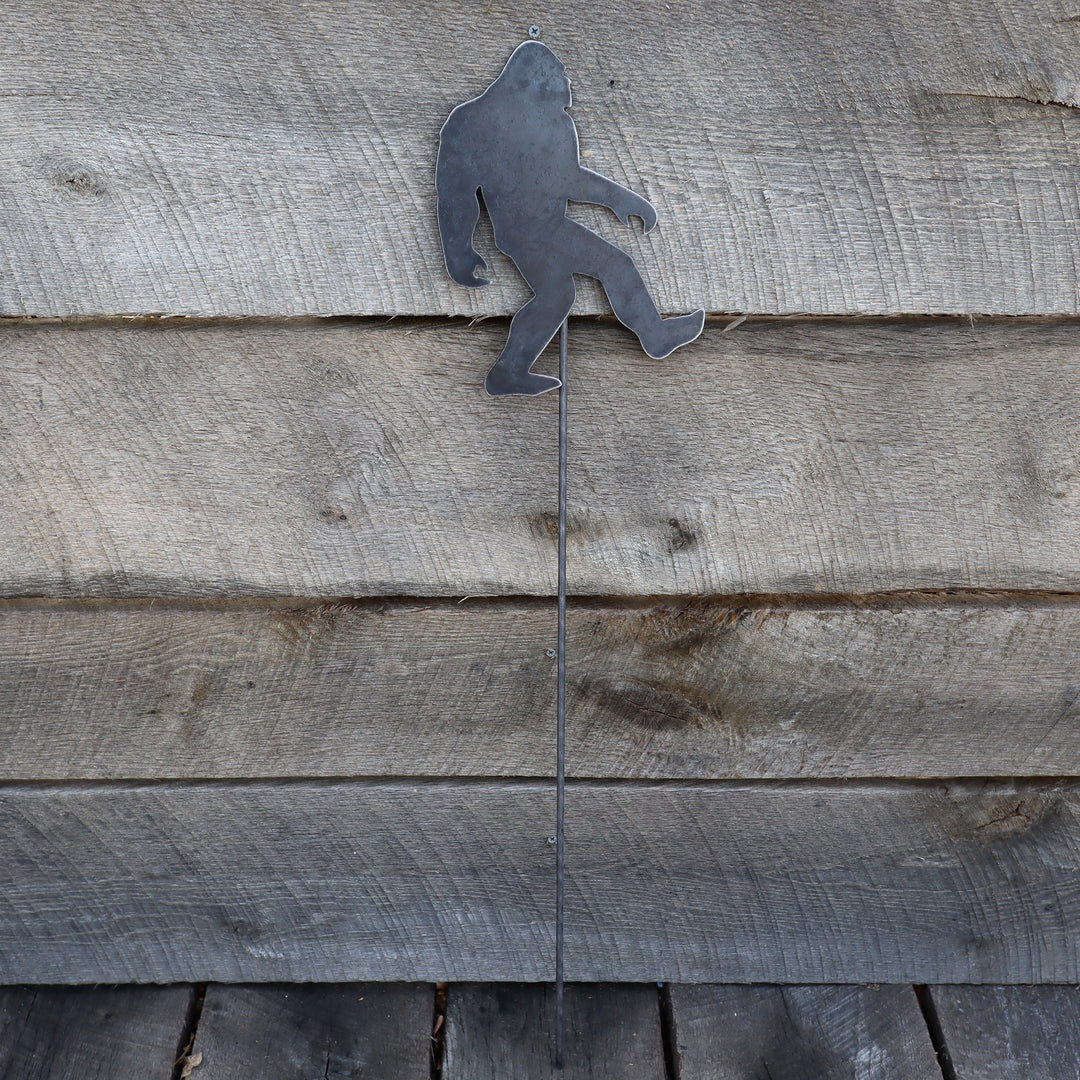 Metal Bigfoot Garden Stake - Steel Gardening Decor - Sasquatch Yard Art Marker