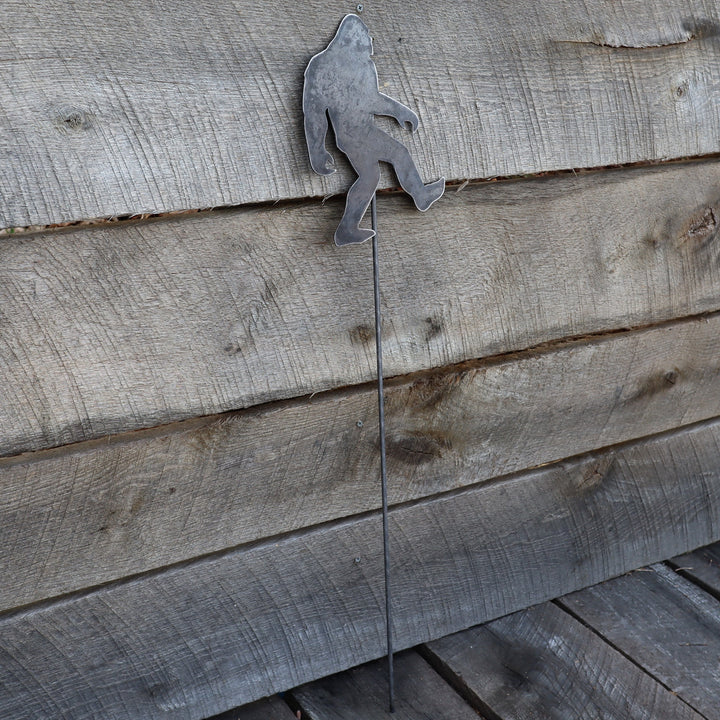 Metal Bigfoot Garden Stake - Steel Gardening Decor - Sasquatch Yard Art Marker