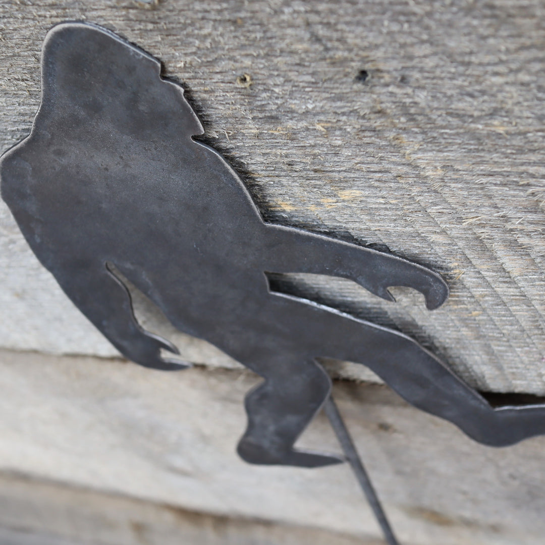 Metal Bigfoot Garden Stake - Steel Gardening Decor - Sasquatch Yard Art Marker