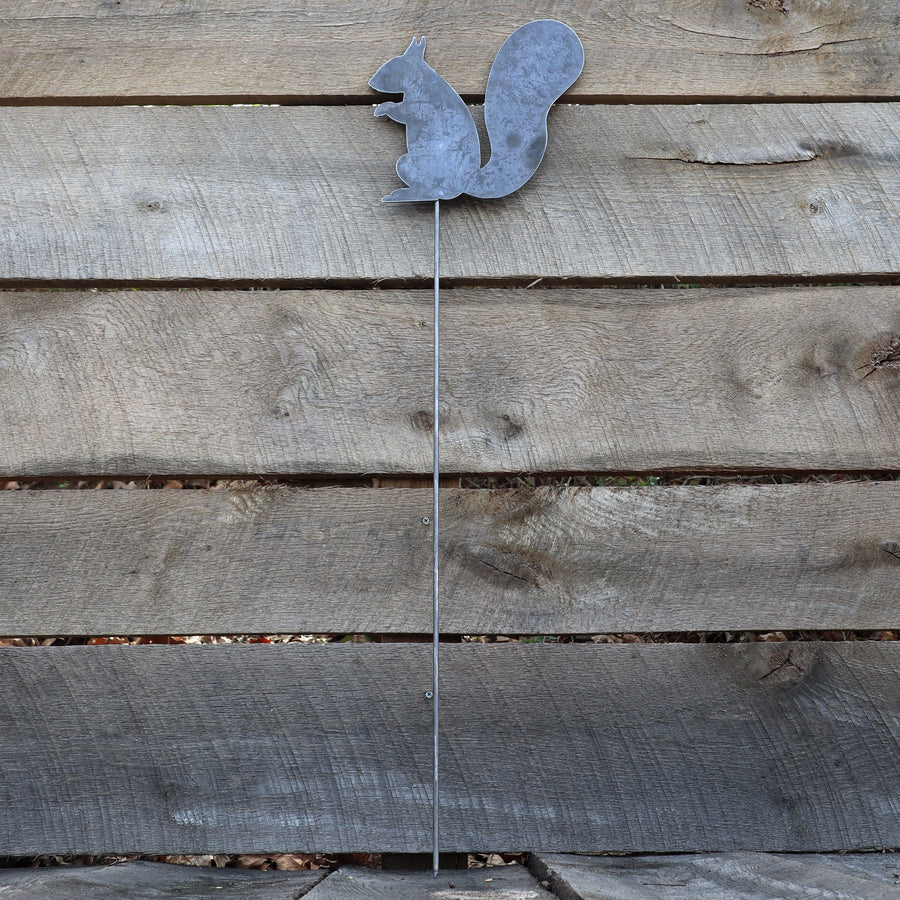 Metal Squirrel Garden Stake - Steel Gardening Decor - Animal Yard Art Marker