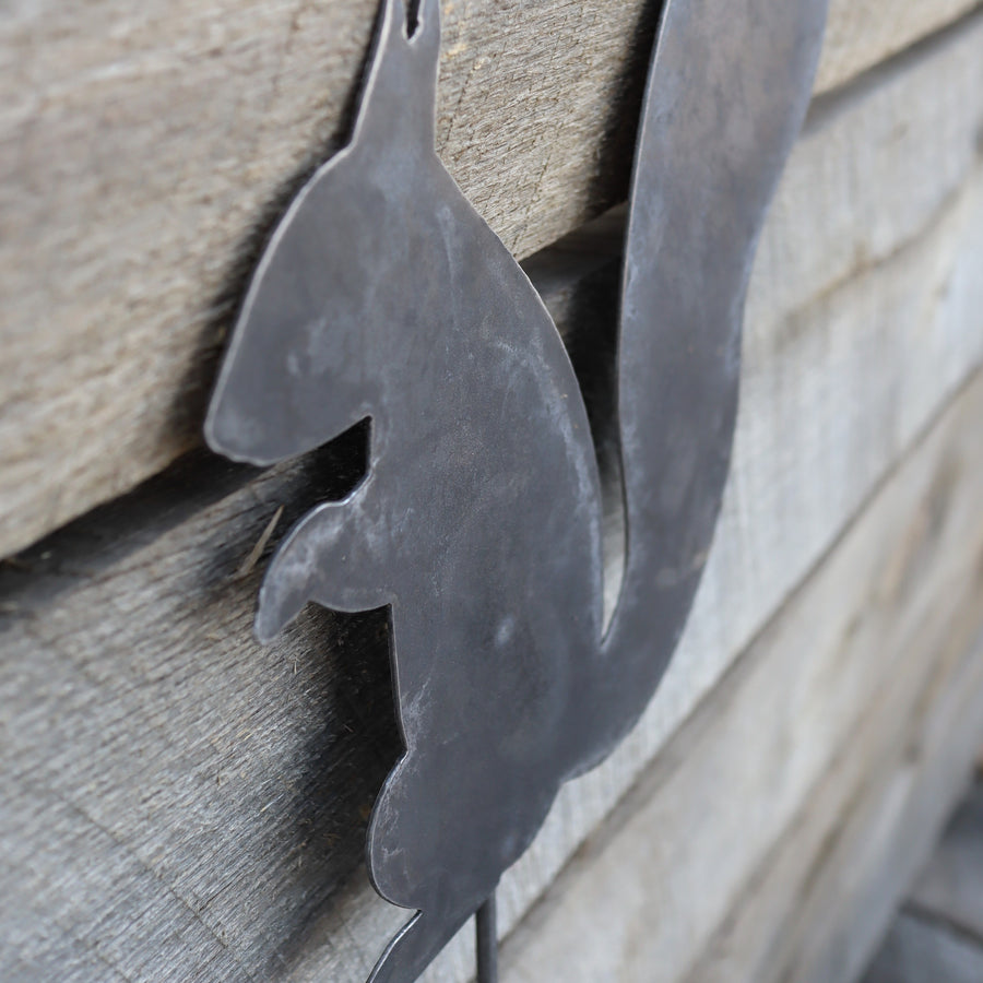 Metal Squirrel Garden Stake - Steel Gardening Decor - Animal Yard Art Marker