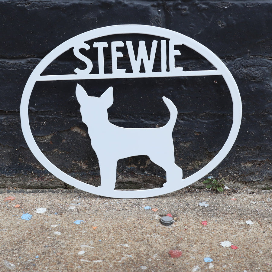 Chihuahua Personalized Metal Dog Sign - Metal Dog Sign - Custom Pet Name Sign