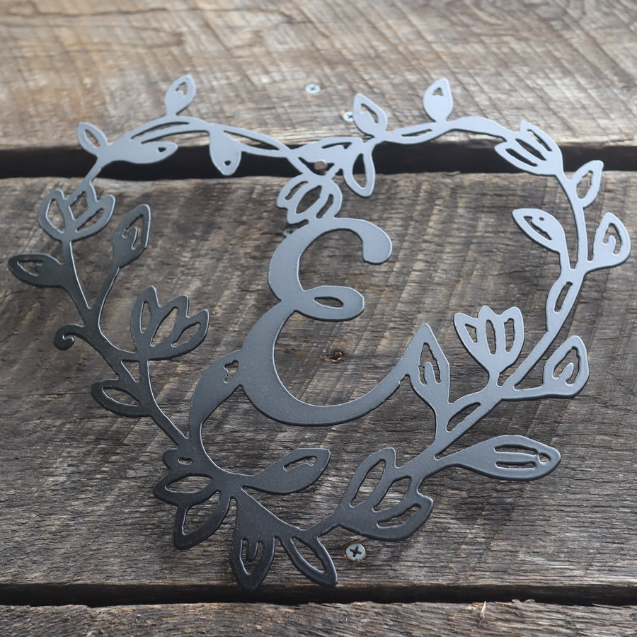 Custom Metal Monogram Heart Wreath - Initial Letter Front Door Hanger Decor - Best Wedding Gift 2020