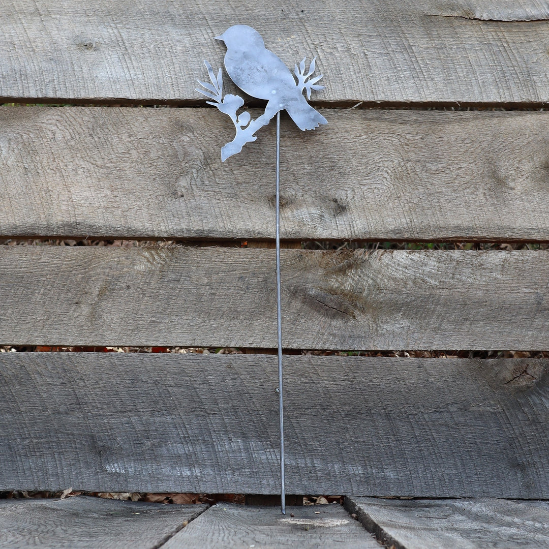 Metal Bird Garden Stake - Steel Gardening Decor - Yard Art Marker
