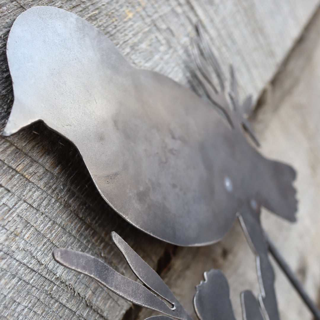 Metal Bird Garden Stake - Steel Gardening Decor - Yard Art Marker