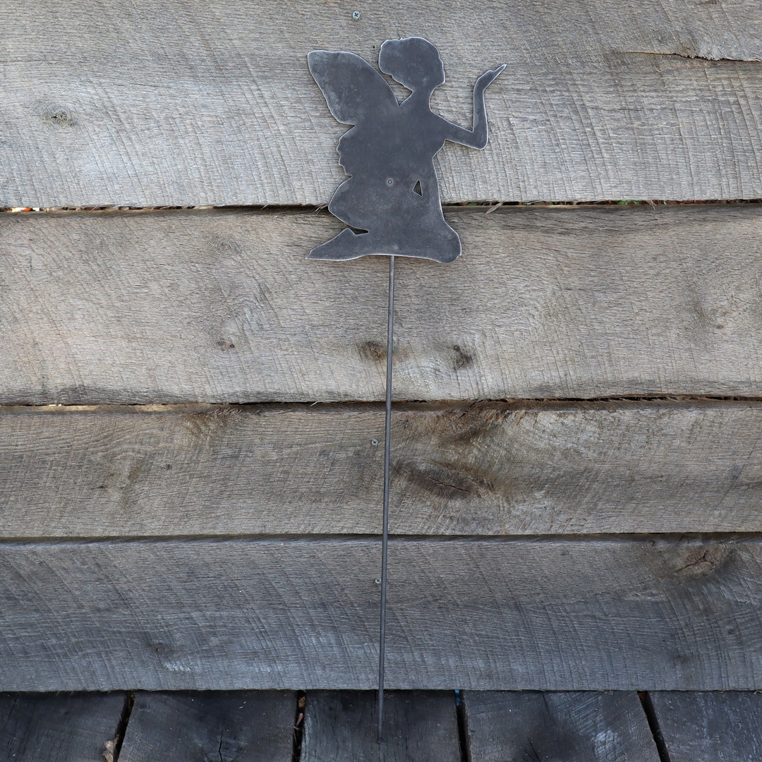 Metal Fairy Garden Stake - Steel Gardening Decor - Fantasy Yard Art Marker