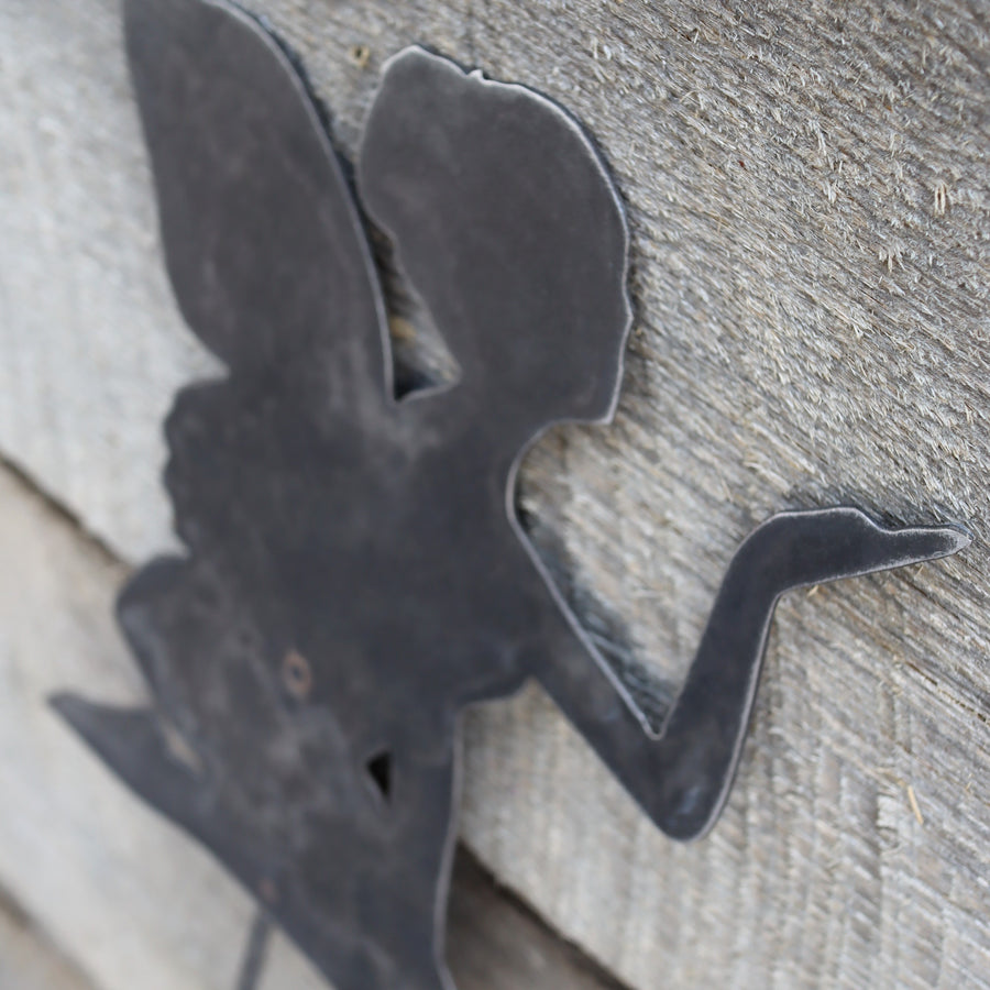 Metal Fairy Garden Stake - Steel Gardening Decor - Fantasy Yard Art Marker