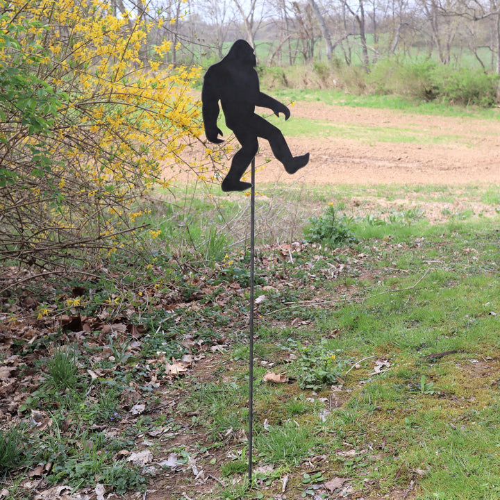 Metal Bigfoot Garden Stake - Steel Gardening Decor - Sasquatch Yard Art Marker