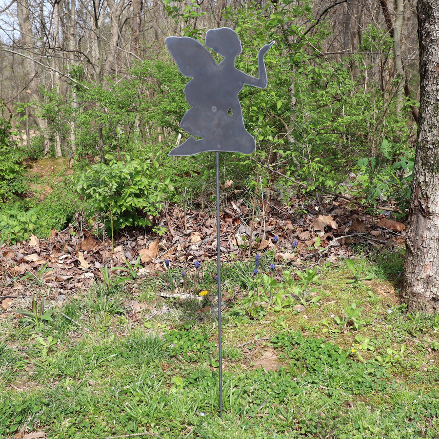 Metal Fairy Garden Stake - Steel Gardening Decor - Fantasy Yard Art Marker