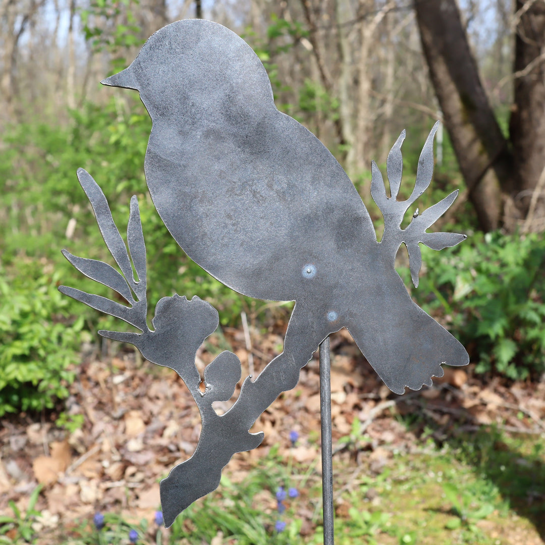 Metal Bird Garden Stake - Steel Gardening Decor - Yard Art Marker