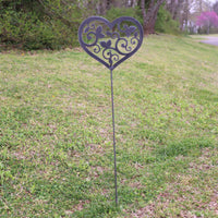Thumbnail for Metal Heart and Swirls Garden Stake - Steel Gardening Decor - Yard Art Marker