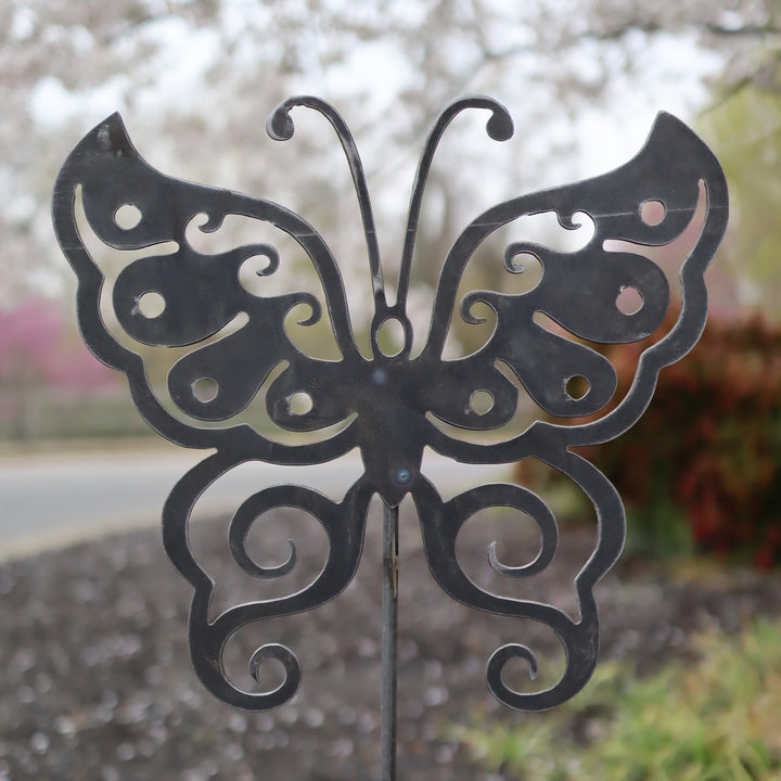 Metal Butterfly Garden Stake - Steel Gardening Decor - Yard Art Marker