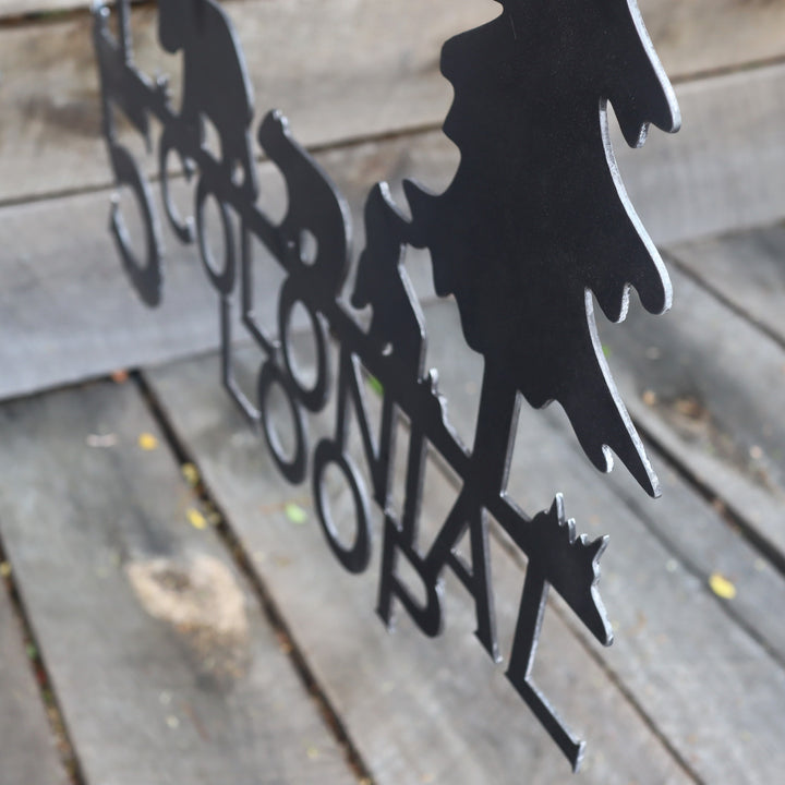 Mountain and Bears Hanging Address Sign - Personalized Street Name and House Number - Hanging Bracket