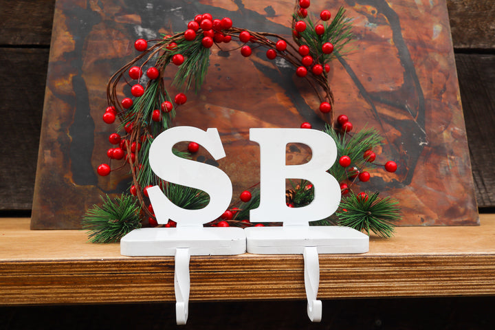Personalized Monogram Stocking Hanger - Rustic Interior Decor