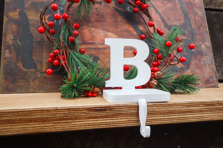 Personalized Monogram Stocking Hanger - Rustic Interior Decor